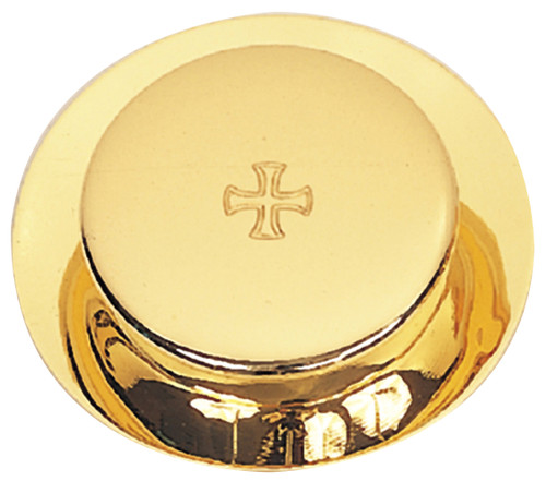 24K Gold-Plated Paten Pyx with Zipper Burse – 25 Host Capacity