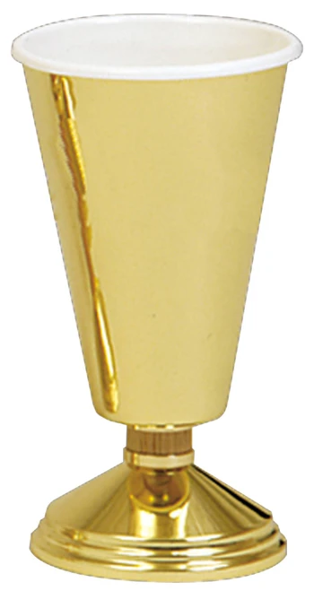 Solid Brass & Oak Altar Vase – 11" H
