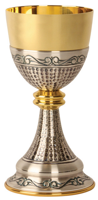 Ornate 24K Gold-Plated & Oxidized Silver Chalice – 12 Ounce Liquid Capacity