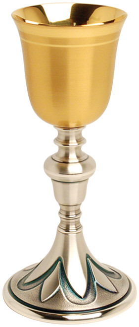 24K Gold-Plated & Oxidized Silver Chalice with Ornate Base