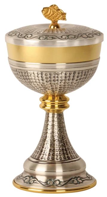 24K Gold-Plated & Oxidized Silver Ciborium – 250 Host Capacity