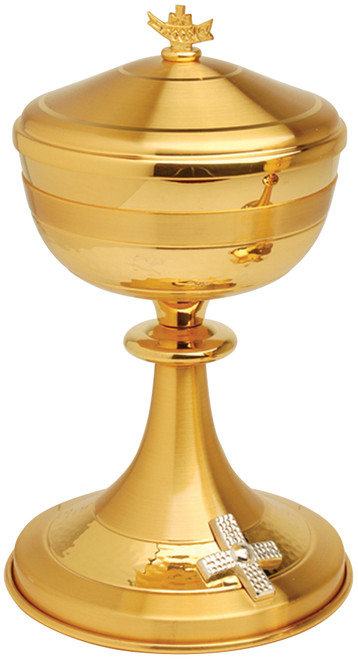 24K Gold-Plated Ciborium with Silver Crosses – 200 Host Capacity