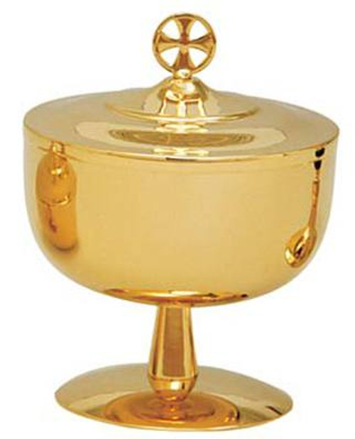 Gold Plated Ciborium. Host capacity (Based on 1 1/8" Host). Four sizes to choose from ranging from 5" to 7"  Height. Host capacities from 100 to 1000

 