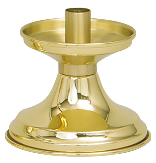 Solid Brass Two-Tone Altar Candlestick – 4" H