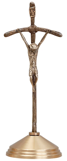 St. Pope John Paul II Solid Bronze Altar Crucifix with Oxidized Corpus – 13" H