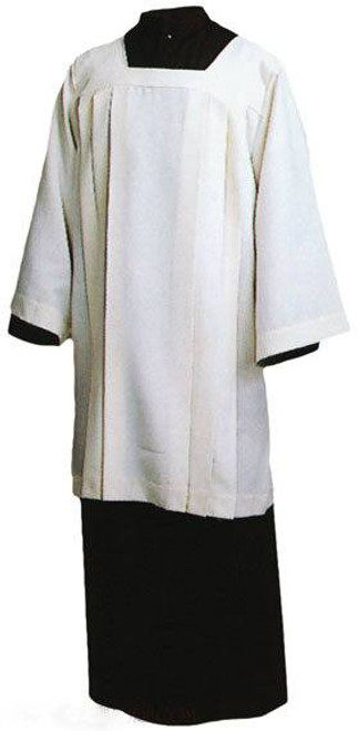 Ecumenical Surplice is knee length, with a Square Yoke with long sleeves
Style 360 Polyester Cotton
Style 363 100% Polyester
Style 367 100% Ivory Polyester
See Size Chart for specifics
Small (35"), Medium (37"), & Large (39") Sizes available