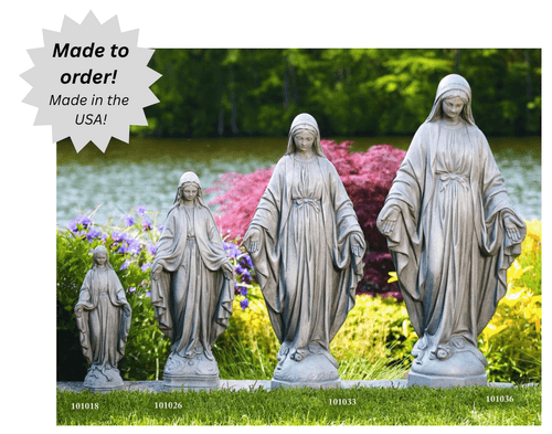 Handcrafted Outdoor Blessed Mother – 33” Cement Statue