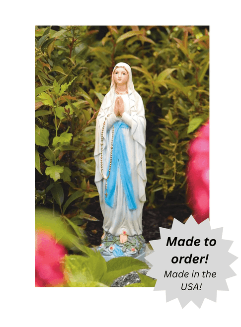 Our Lady of Lourdes Outdoor Cement Garden Statue - 18" or 26"