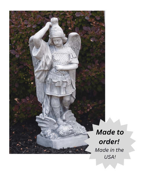 St. Michael the Archangel Outdoor Cement Garden Statue - 19" or 25"