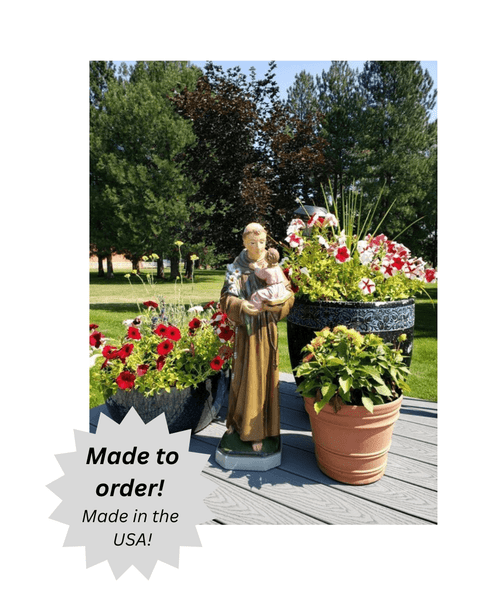 St. Anthony Outdoor Cement Garden Statue - 18" and 26" 