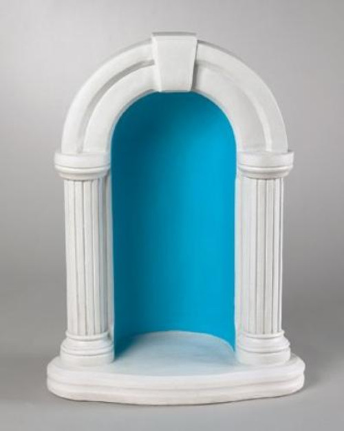 This small keystone grotto is made with cast stone and is used with an 18" statue. You can choose a natural cement finish or a detailed stain finish. Larger sizes available: 1130, 1135.
