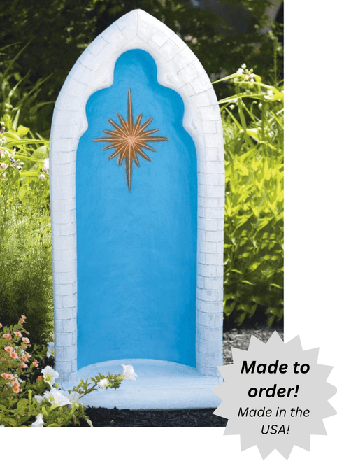 Handcrafted Pointed Cement Grotto for 26" Statue - 38"