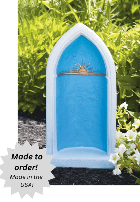 Handcrafted Pointed Cement Grotto with Sun Details for 18" Statue - 24"