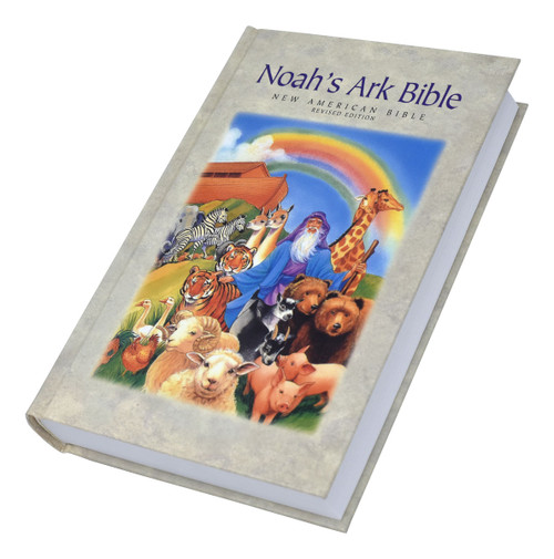This colorful children's Bible with a Noah's Ark theme is easy to read, and features 16 full color Bible story pictures by artist Nancy Munger. It also includes a calendar/daily reading plan, christian character builders, chronology of Bible events, imprimatur, presentation page, special section on Noah's Ark, study helps, and the teachings of Christ. 1440 pages, 5 1/2" x 8 5/8"