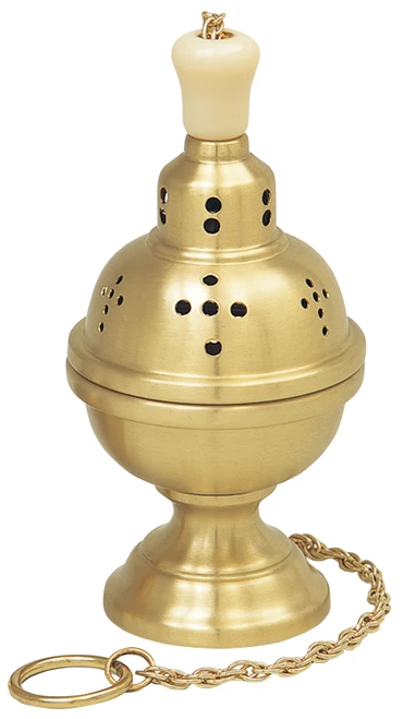 Solid Brass Censer with Chain and Boat 
