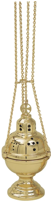 Solid Brass 4-Chain Liturgical Censer with Boat 