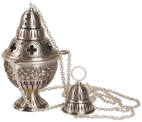 Oxidized Silver Censer & Incense Boat Set 