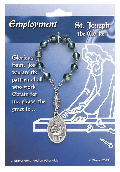 For Employment. Contains a prayer on the reverse side of the card.  Pray one decade of the Rosary, and then pray the prayer on the card.  4" long; medal is 1" x 5/8".