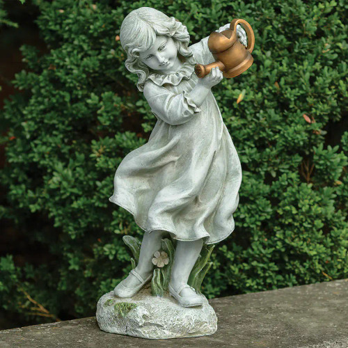 Girl With Watering Can Garden Statue - 22"