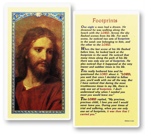 Footprints Prayer, The Head of Christ Laminated Holy Card