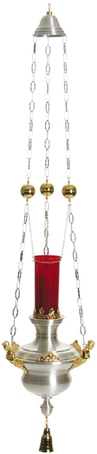 Hanging Sanctuary Lamp – Antique Silver with 24K Gold-Plated Trim