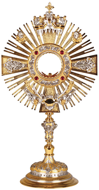 Silver-Plated & 24K Gold-Plated Eucharistic Monstrance – 20" H