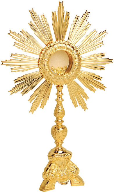 24K Gold-Plated Sunburst Monstrance – 22" H