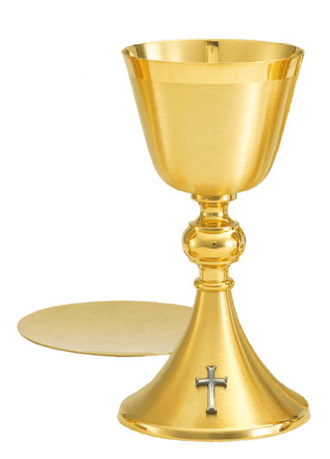 24K Gold-Plated Satin Chalice & Paten and Matching Ciborium