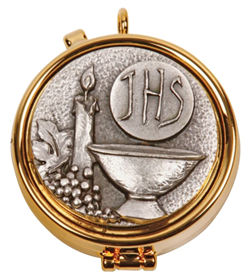 24K Gold-Plated Pyx with Pewter IHS Emblem
