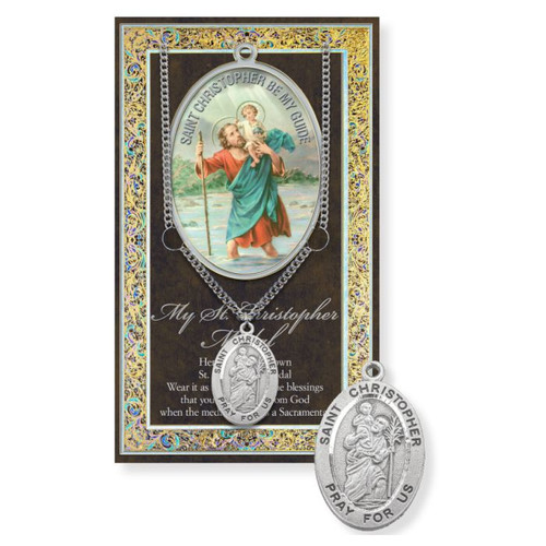 St. Christopher Prayer Card and Pewter  Medal 