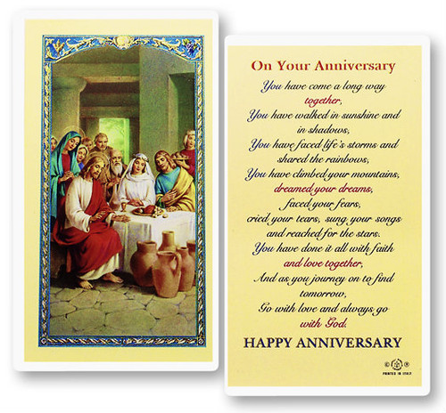 On Your Anniversary, Cana Wedding, Laminated Holy Card