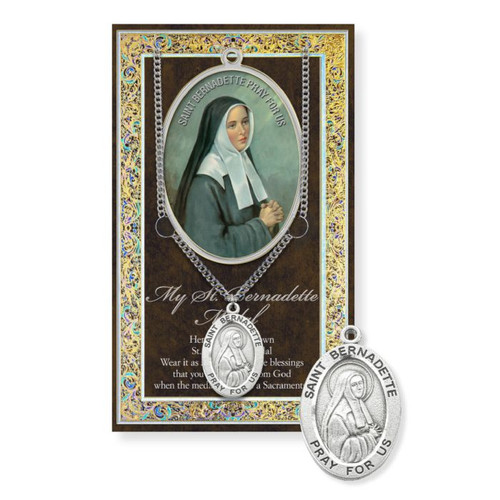 St. Bernadette Prayer Card and Pewter Medal