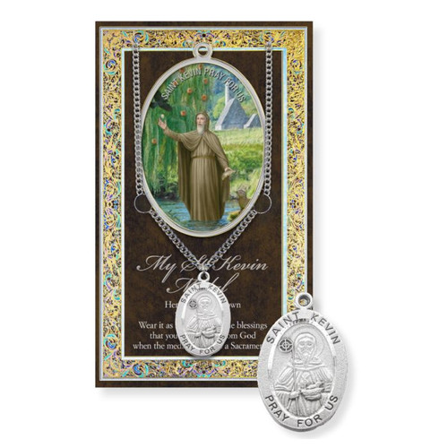 St. Kevin Prayer Card and Pewter Medal