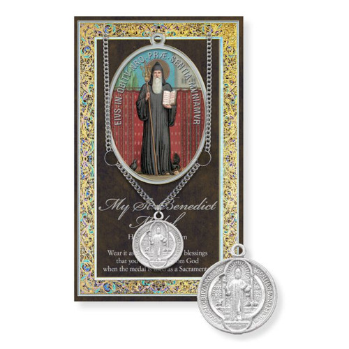 St. Benedict Prayer Card and Pewter Medal