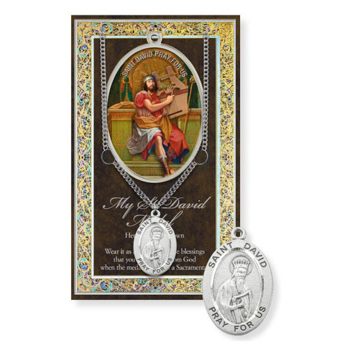St. David Prayer Card and Pewter Medal