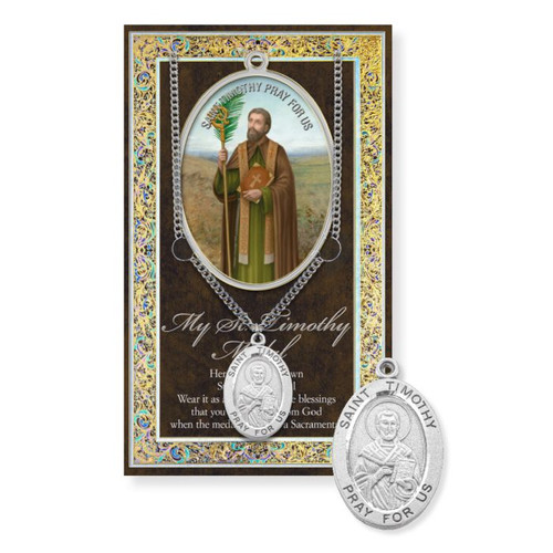 St. Timothy Prayer Card and Pewter Medal