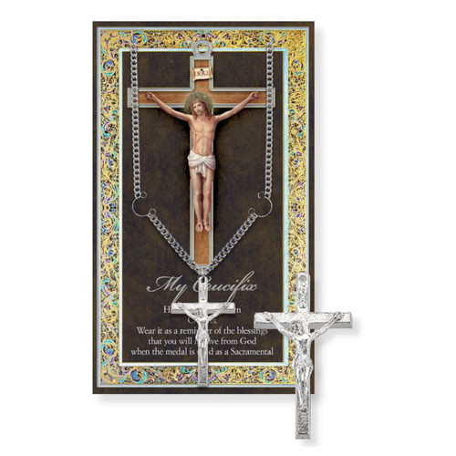 The Crucifix Prayer Card and Pewter Medal 