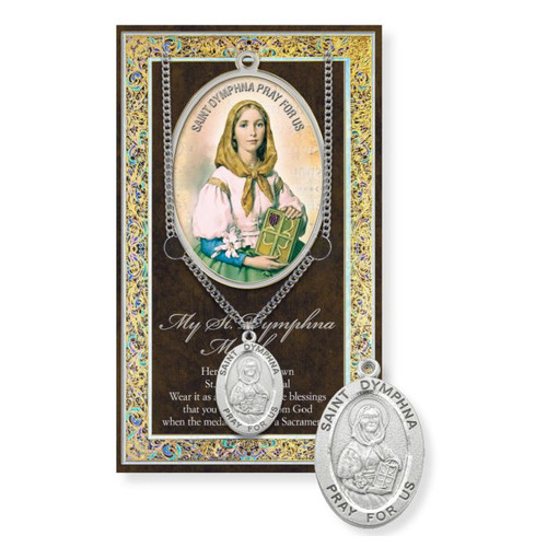 St. Dymphna Prayer Card and Pewter Medal