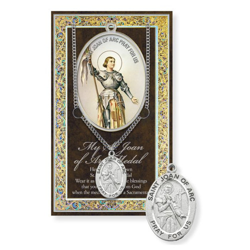 St. Joan of Arc Prayer Card and Pewter Medal