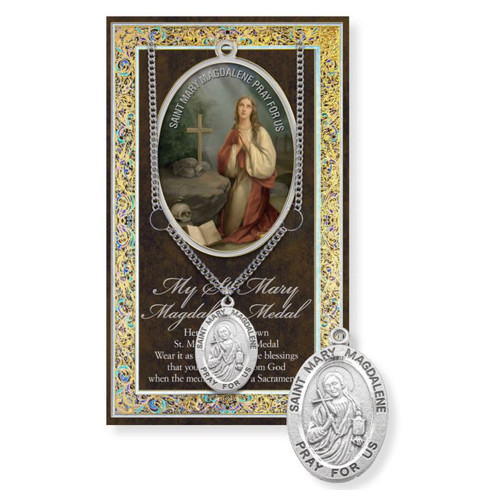 St. Mary Magdalene Prayer Card and Pewter  Medal