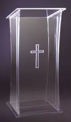 Acrylic Lectern with Optional Wood Top & Cross - 45" 