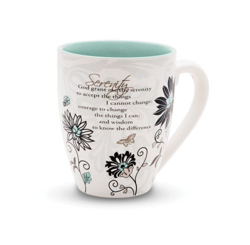 From the Mark My Words Collection comes this 4.75" ~ 17 ounce ceramic mug. Mug has the Serenity Prayer on front. "God grant me the serenity to accept the things I cannot change, courage to change the things I can, and wisdom to know the difference."