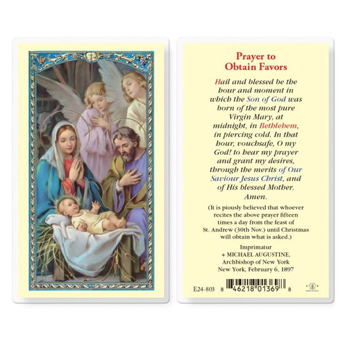 Christmas Novena - Prayer to Obtain Favors Laminated Holy Card