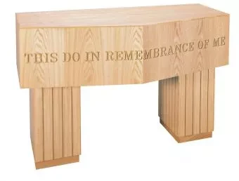 Contemporary Wooden Communion Table with Optional Lettering