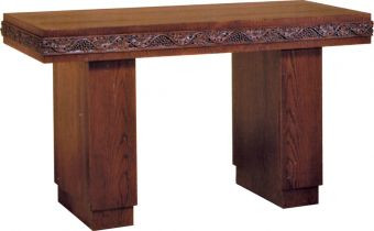 Open Wooden Church Altar with Wheat & Grapevine Trim