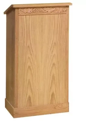 Wooden Church Lectern with Wheat & Grapevine Trim and Extended Shelf - 45"