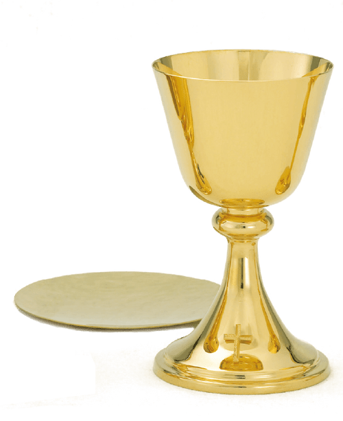 High Polish 24K Gold Chalice & Scale Paten and Matching Ciborium