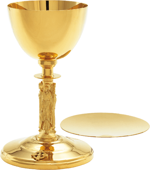 24K Gold Plated Holy Family Chalice & Paten and Matching Ciborium 