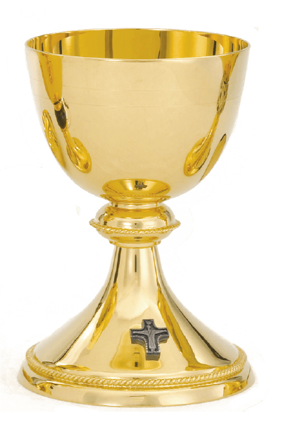 24K Gold-Plated Chalice & Bowl Paten and Matching Ciborium 