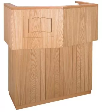 Wooden Church Pulpit with Two Interior Shelves – With or Without Bible Symbol – 45"